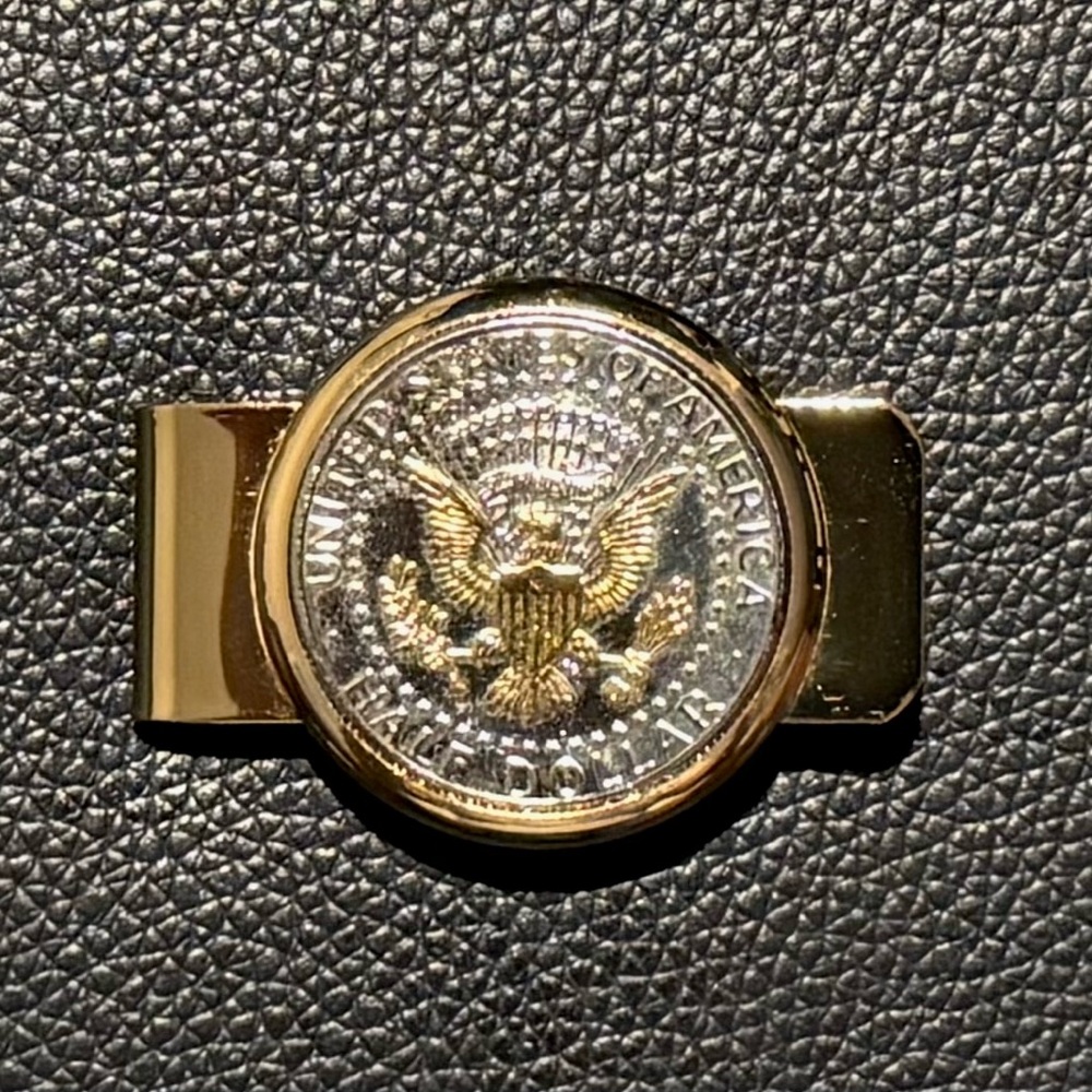 Gold Tone Eagle Coin Money Clip - Men Accessories